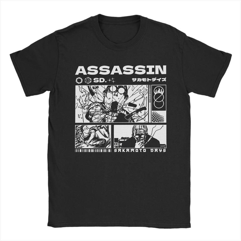 Kawaii Sakamoto Days T-Shirt Men 100%Cotton Short Sleeve Manga Anime Round Neck Summer Tops Shirts