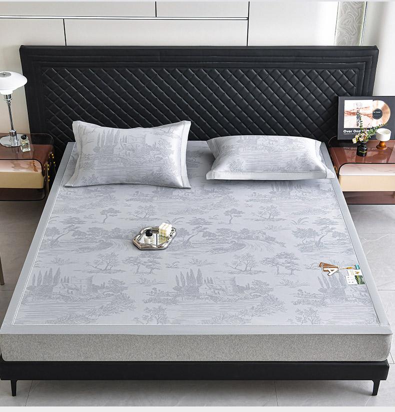 Thickened high-end A-class double PE high cooling cooling mat three piece set large jacquard ice silk mat cooling mat student dormitory mat