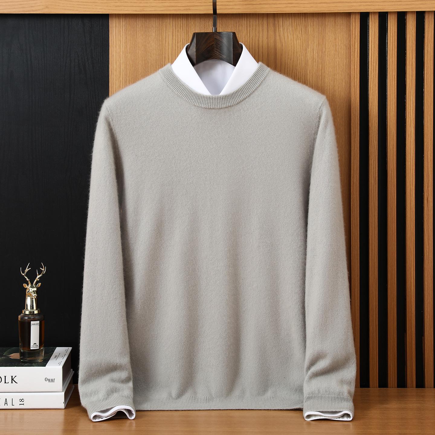 

Men s 100% Cashmere Sweater, Round Neck, Business Casual, Loose Fit Pullover, Plus Size, Knitted Top for Autumn & Winter Small