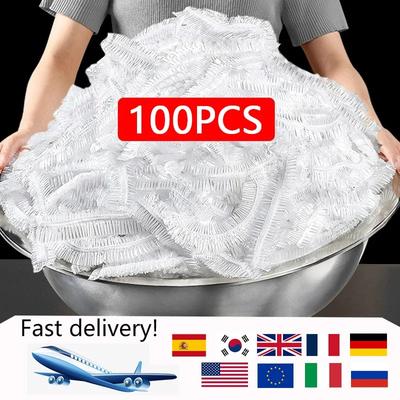 200pcs Disposable Food Cover Plastic Wrap Elastic Food Lids For Fruit Bowls Storage Kitchen Fresh Keeping Film Food