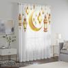 1 Stück goldener Mondlampen-Fenstervorhang, Ramadan-Fest-Stangenvorhang, Wohnzimmer-Schlafzimmer-Feier-Dekorativer Fenstervorhang