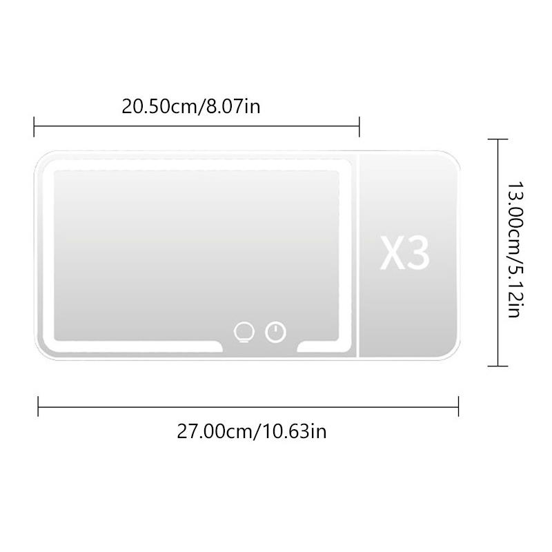 HD Car Mirror for Sun Visor Large Touchscreen with 3X Magnifying Vanity Mirror 3 Color Light Adjustable Interior Rearview Mirror