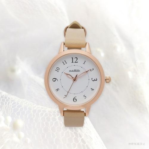 Fieldwork Women's Analog Watch with Leather Strap, Simple Color-Coordinated Loop, Beige, GY082-1