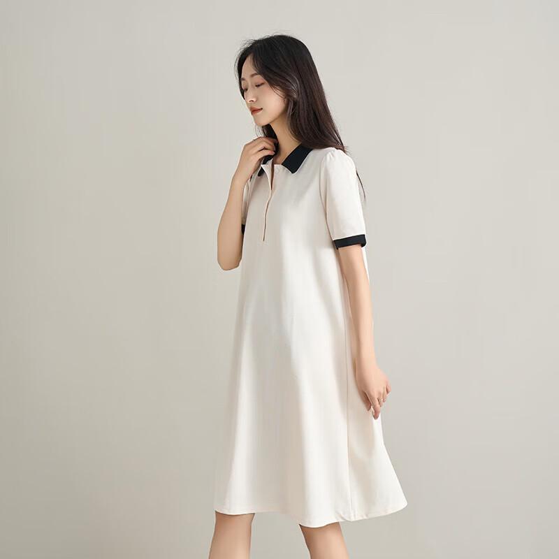 October Mommy Women's Summer Color-Block Polo Maternity Dress