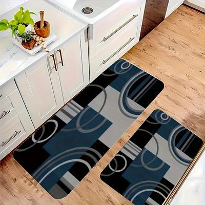 1Pcs Geometry Pattern Floor Mat Modern Kitchen Polyester Rug Non-Slip Colorful Indoor Carpet, For Home Bathroom Bedroom Living Room Decor