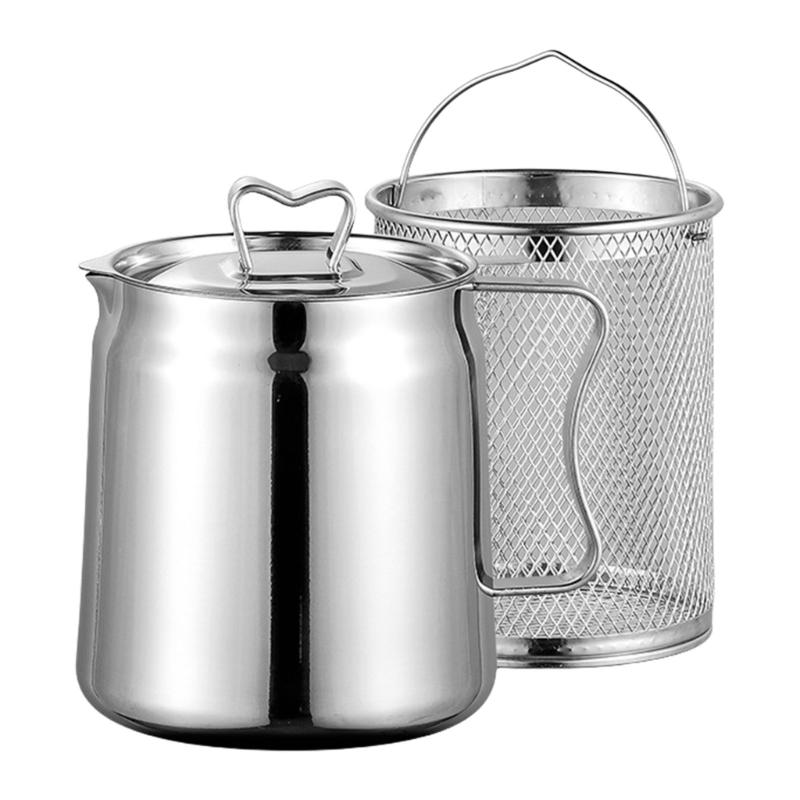 Lebensmittelechte Öl-Abtropfkanne Mit Abnehmbarem Deckel Und Frittierkorb Langlebiges Küchenwerkzeug Für Zuhause Restaurant