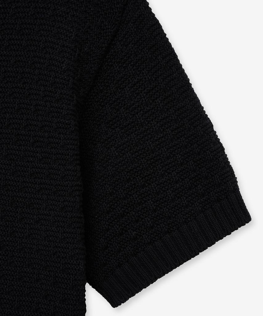 BLOND9 Soft Cropped Round Short Sleeve Knit_Black