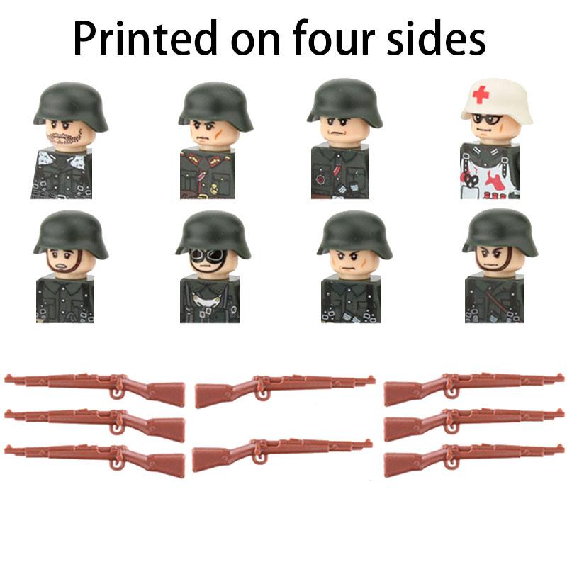 Military Soldier Building Block Figure British US Snow Camouflage Troop MP40 M1A1 Motorcycle Accessories Toys Gift Brick Z02