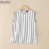 ZANZEA Women Casual Round Neck Stripe Summer Sleeveless Tank Tops