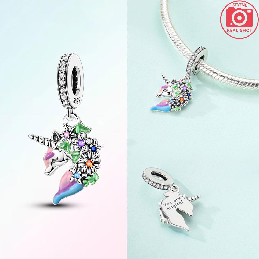 Original Copper Unicorn Charms Colour Horse Heart Beads Fit Bracelet Accessories Women Making Fine Jewelry Gift