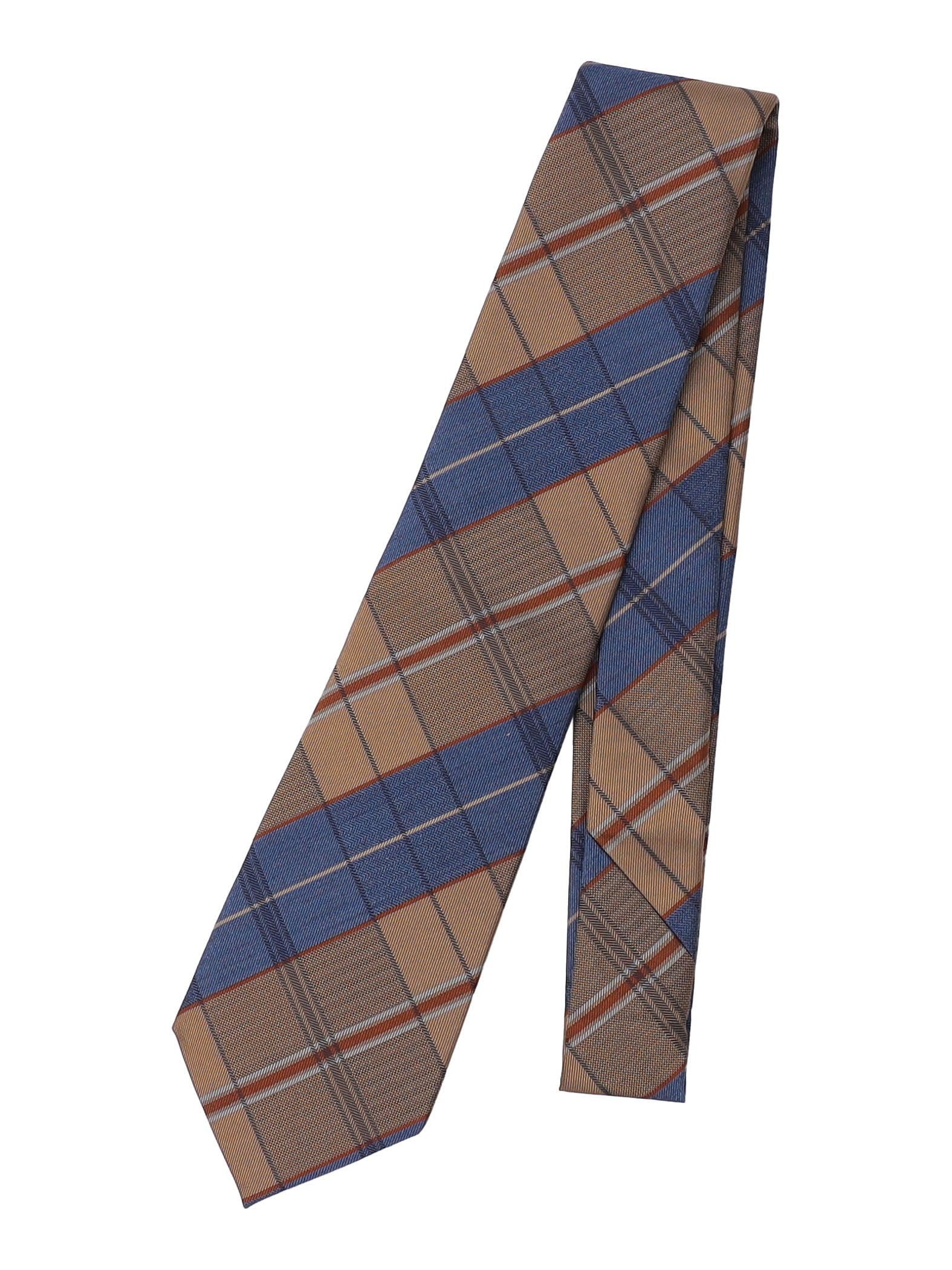

[Ships] Silk Delave Check Necktie for Men, 118200333, Royal Blue, One Size