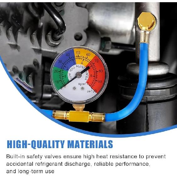 R134A Air Conditioning Refrigerant Charging Hose with Gauge Fits for Car AC Air Conditioning Refrigerant Charging Tool