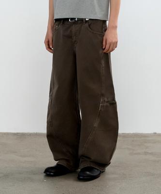 INDUST Pigment Washed Curved Wide Pants_Brown