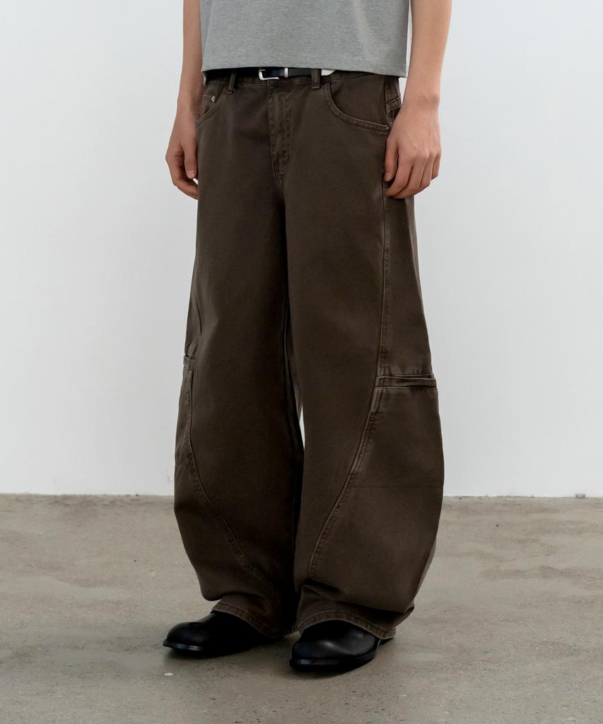 INDUST Pigment Washed Curved Wide Pants_Beige