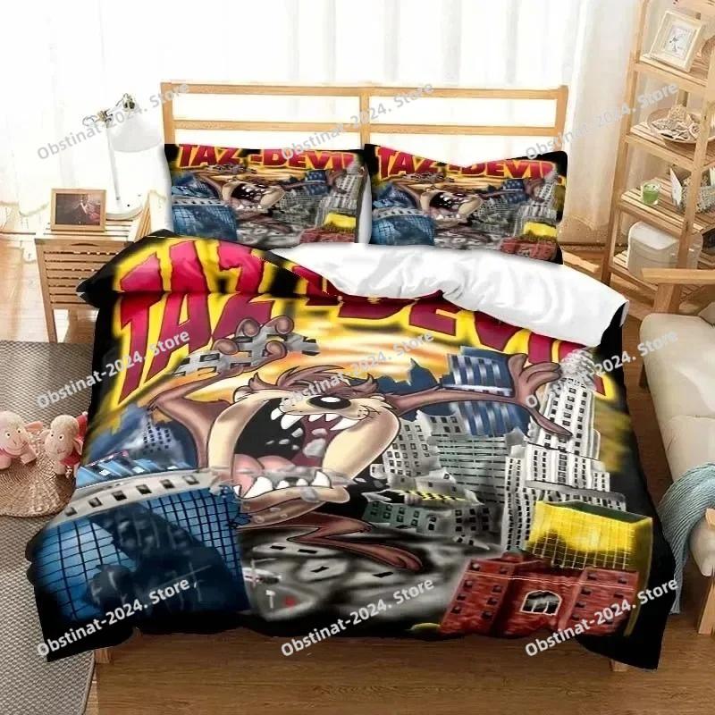 3D Print Cartoon T-Tasmanian Devil Bedding Set Boys Girls Twin Queen King Size Duvet Cover Pillowcase Bed boys Adult Bedroom