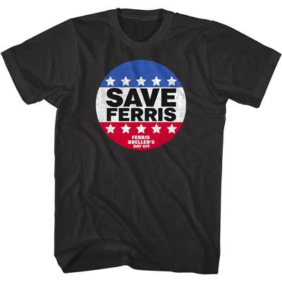 Ferris Bueller's Day Off SAVE FERRIS Button Men's T Shirt Vote Stars Comedy