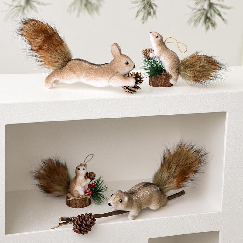 Simulated Squirrel Christmas Tree Ornament - Creative Holiday Decoration Pendant