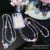 Long Phone Chain Crossbody Alloy Butterfly Zircon Pendant High-End Beaded Chain Crystal Bead Strap