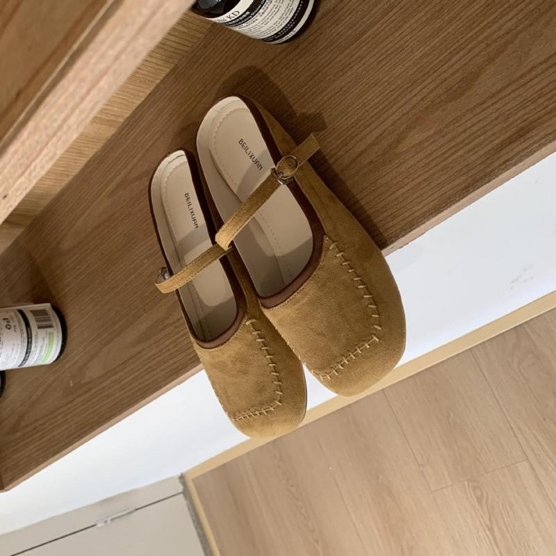 Retro Mary Jane Schuhe mit flachem Boden, Frühling und Herbst neu, eckige Spitze, Wort mit flachem Ausschnitt, modisch, vielseitig, Temperament, Halbslipper