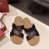 Fashion Cross Strap Slippers for Womens 2025 Summer Retro Casual Flat Slippers for Outdoor Wear New Beach Anti-skid Slipper Women's