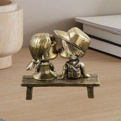 Couple Statue, Copper Sculpture, Miniature Figurine, Lovers Statue for Engagement