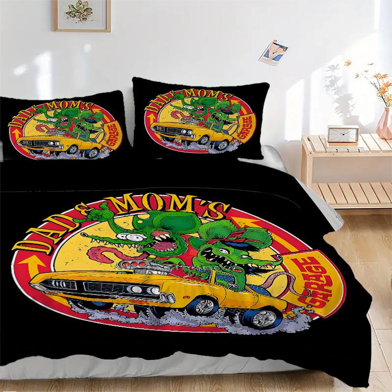 

Vintage Muscle Car Garage Bedding Set Comforter Cover Gift for Bedroom,Includes 1 Cover and 2 Pillowcases, No InsertB614 135x200cm