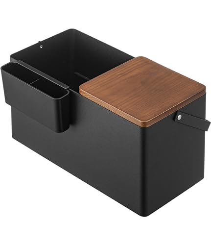 Yamazaki Makeup Box, Black, Approx. W31 x D15 (including handle) x H15.5cm, Tower Design, Portable with Handle, 5454