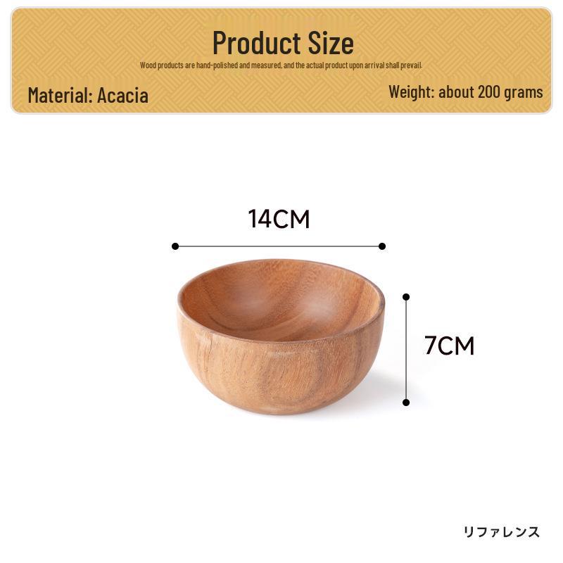 Acacia Wood Salad and Rice Bowl - Large Round Wooden Basin Tableware