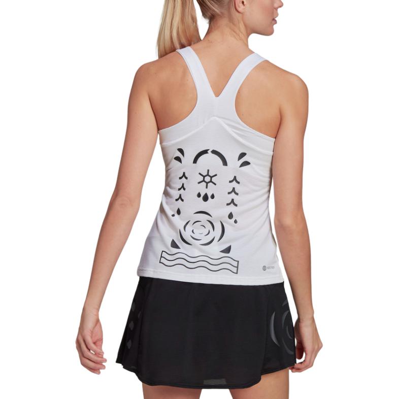Adidas Solid Logo Round Neck Sleeveless Vest Women tops White HA7627