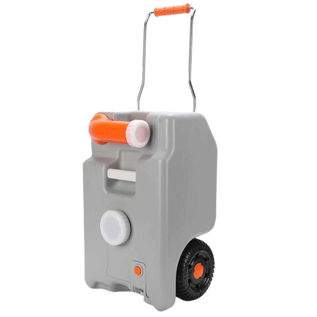 6.6 Gallon Portable Water Holding   with Large Wheel Metal Handle Water Inlet Rotating Spout Water Storage Container for RV Camping