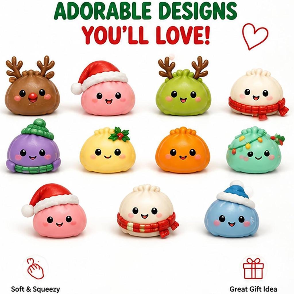 2026 Christmas Squishy Advent Calendar, 24‑Day Xmas Countdown Calendar with Squish Squeeze Toys, Kids Surprise Blind Box Christmas Holiday Gift