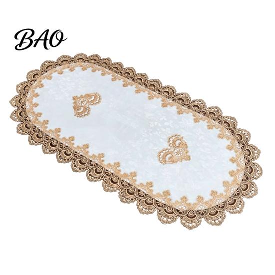 Hoge Dichtheid Geweven Tafel Runner Ovaal Kant Runner, Vintage Doily, Retro Lichtgewicht Mesh Bloemen Placemat voor Koffie Eetkamer Decor Doorzichtig