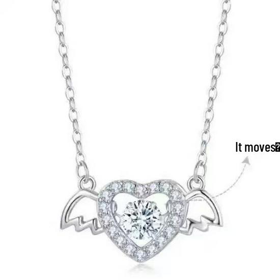 Women's Heart Angel Wings Pendant Necklace: Luxurious and Versatile Clavicle Chain with a Sweet, Lively Design
