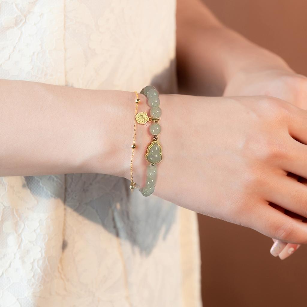 Hulufu brand natural Hetian jade double-layer bracelet for women, Chinese style hand jewelry, holiday gift