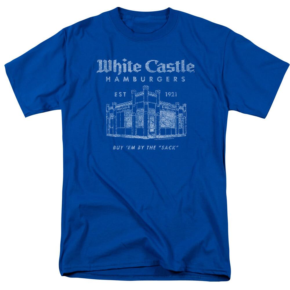 White Castle By The Sack T Shirt Mens Licensed Hamburger Tee Royal Blue M