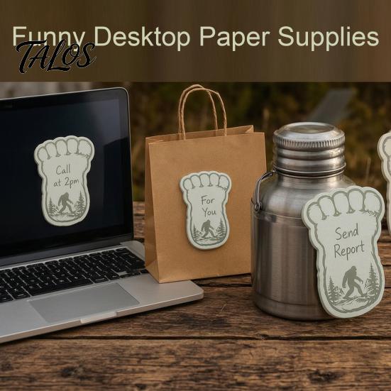 Die Cut Adhesive Paper 2PCS Big Foot Sticky Notepad with Self-adhesive Backing, Unique Die-cut Forest Pattern Non Residual Pads Memo Pads, Smooth