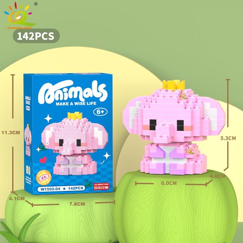HUIQIBAO Mini Drăguț Anima Micro Blocuri de Construcție 3D Model Diamant LION Cărămizi DIY Jucării de Construcție Oraș pentru Copii Cadou