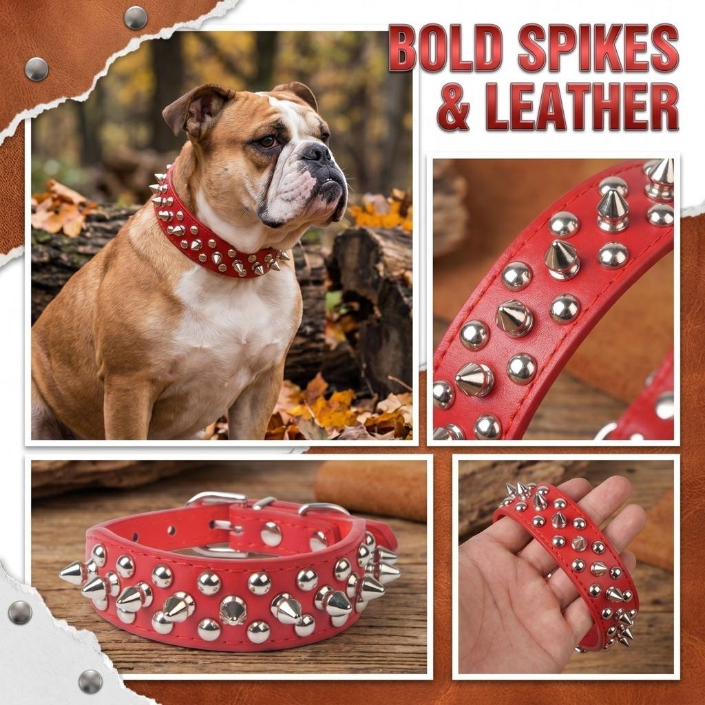 Dog Collar with - Rivets for Large and Small Dogs Pet Training Collar