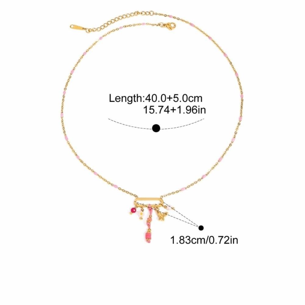 New Ocean Vacation Style Pearl Color Color Crystal Jewelry Accessories Pink Necklaces Charm Pearl Crystal Pendants