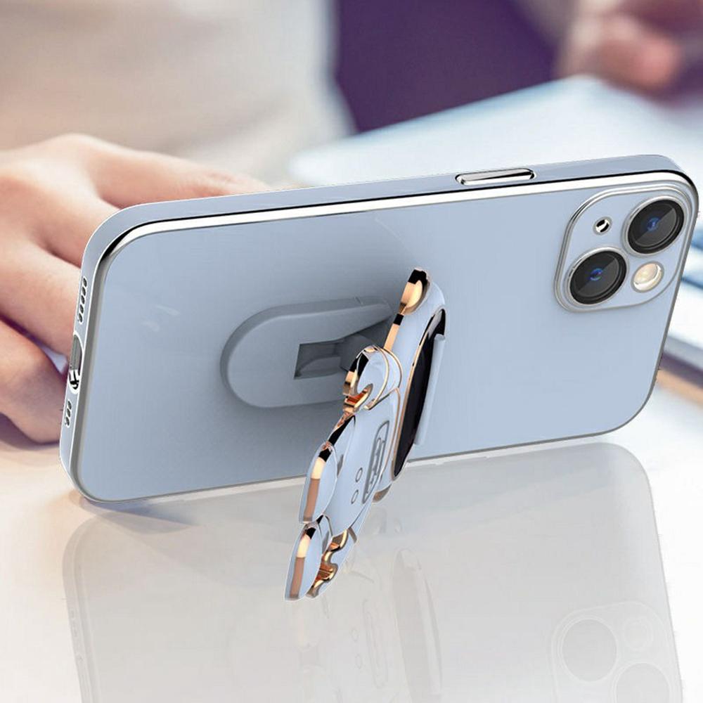 For iPhone 15 Case Electroplating Soft TPU Phone Cover Astronaut Hidden Kickstand