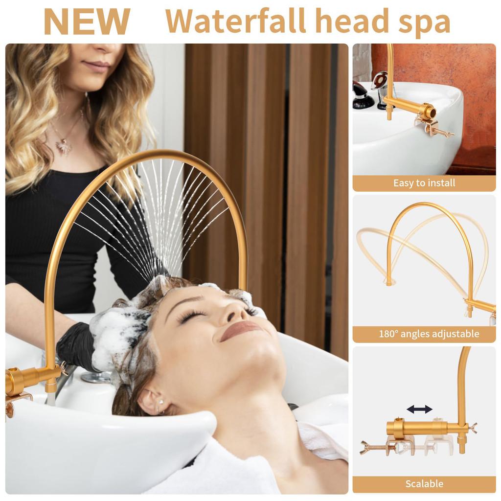 Cap de clătire cu circulație a apei reglabil Bol portabil pentru șampon Cap de cascadă Pat de clătire pentru spa Accesorii tub îndoit