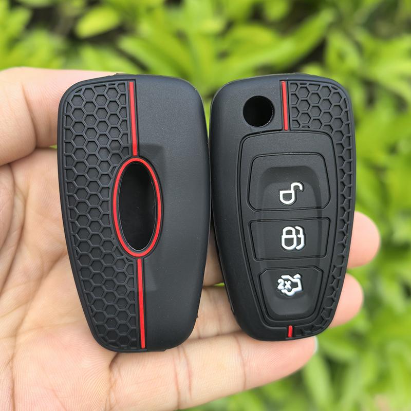 Silicone Flip Folding Remote Key Shell Car Key Cover 3 Buttons For Ford Focus Mondeo Fiesta 2013 Fob Auto Case