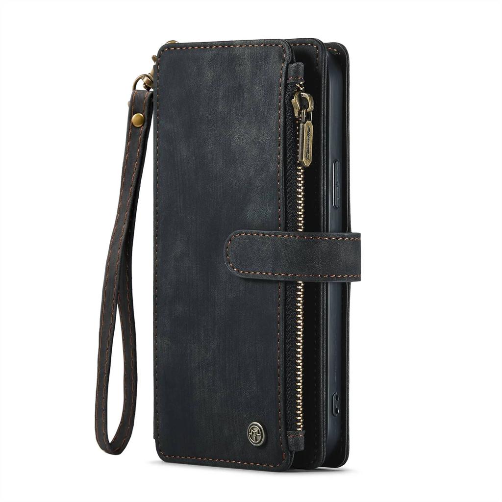 Per iPhone 16 Pro Max iPhone 16 iPhone 16 Plus, Custodie Portafoglio con Cinturino da Polso Magnetico a Flip in Pelle PU Resistente con Tasca per Carte e Zip