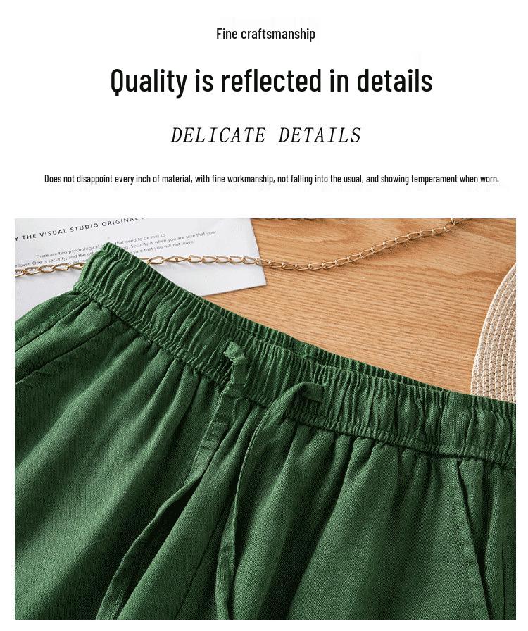 Tencel Linen Women's 2026 Summer Loose Wide-Leg Nine-Point Pants