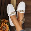 Large Size Flat Bottom Shallow Mouth Metal Fashion Single Shoes Spring Round Head Comfortable Casual Women