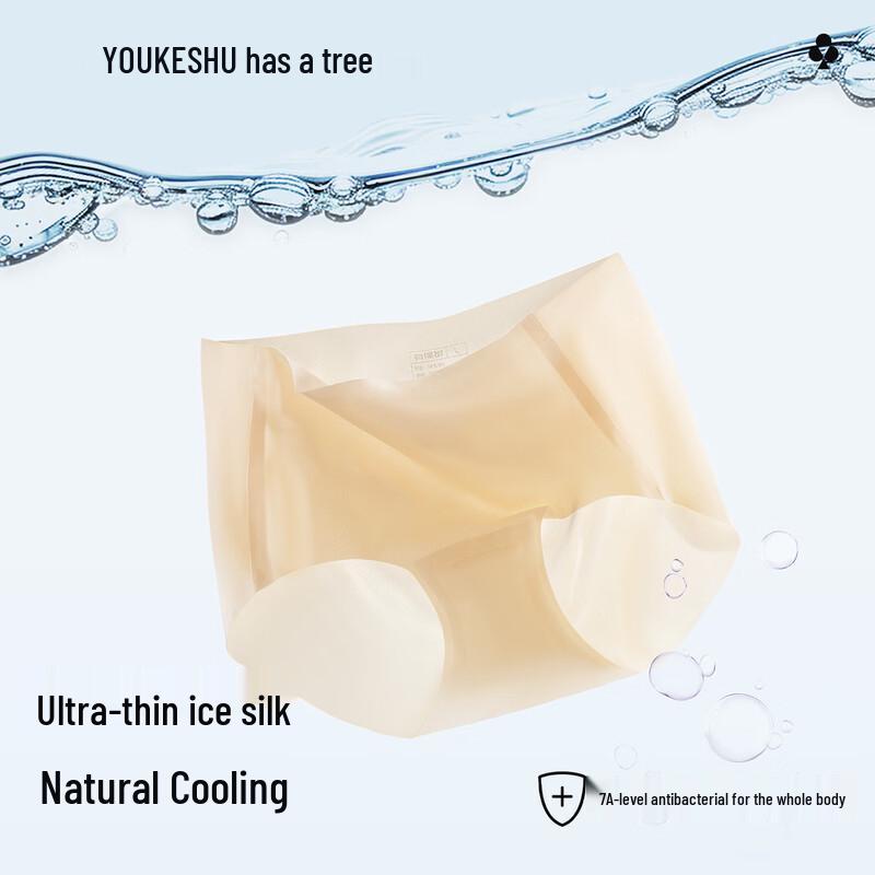 Youkeshu Women's Seamless Ice Silk Briefs 4-Pack