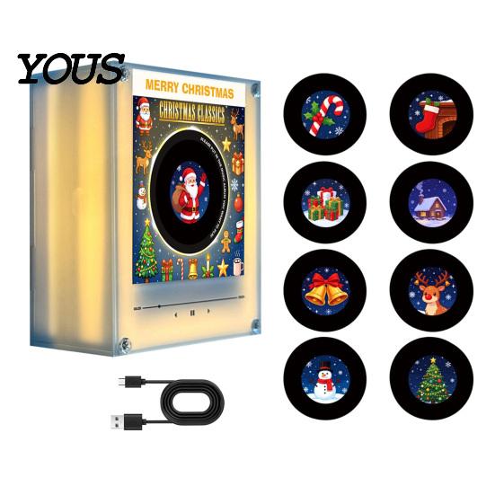 Scatola Musicale Magnetica Personalizzata Giradischi in Vinile Magnete per Frigorifero, con 9 Dischi Programmabili, Memoria da 128MB, Senza Musica, Set Magneti Luce Notturna LED, NFC per