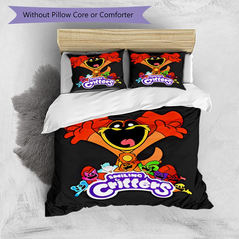 3pcs Smiling Critters2 pattern bedding set duvet cover set includes duvet cover &pillowcases, perfect all season bedroom decoration & gift