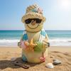Christmas Beach Snowman Decor 18cm Ocean Theme Resin Ornament with Seashells for Holiday Tabletop Gift Display