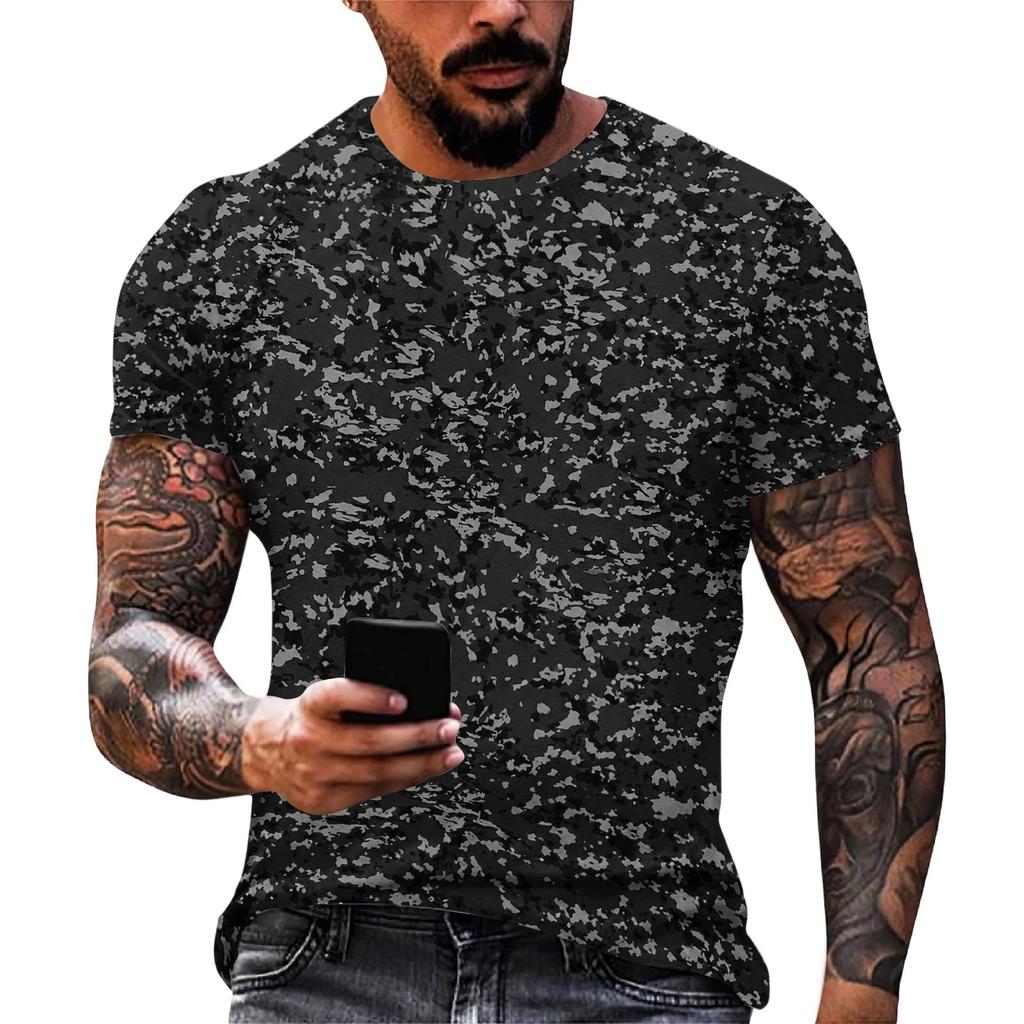 Herren Lockere Passform Lässiges Kurzarm-T-Shirt Leicht Atmungsaktiv Rundhalsausschnitt Bedrucktes T-Shirt für den Alltag